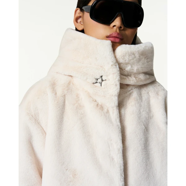 Perfect Moment Faux Fur Hoodie in Snow White, view 6 | Jackets | Coveti