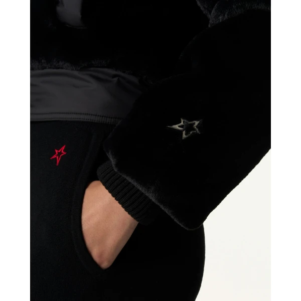 Perfect Moment Giorgia Faux Fur Cropped Jacket in Black, view 4 | Jackets | Coveti
