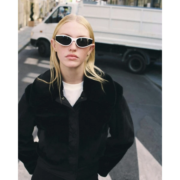 Perfect Moment Giorgia Faux Fur Cropped Jacket in Black, view 6 | Jackets | Coveti
