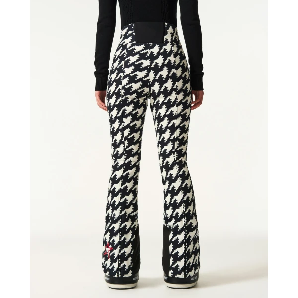 Perfect Moment High-Waist Aurora Flare Ski Pant in Black and White Houndstooth, view 4 | Pants | Coveti