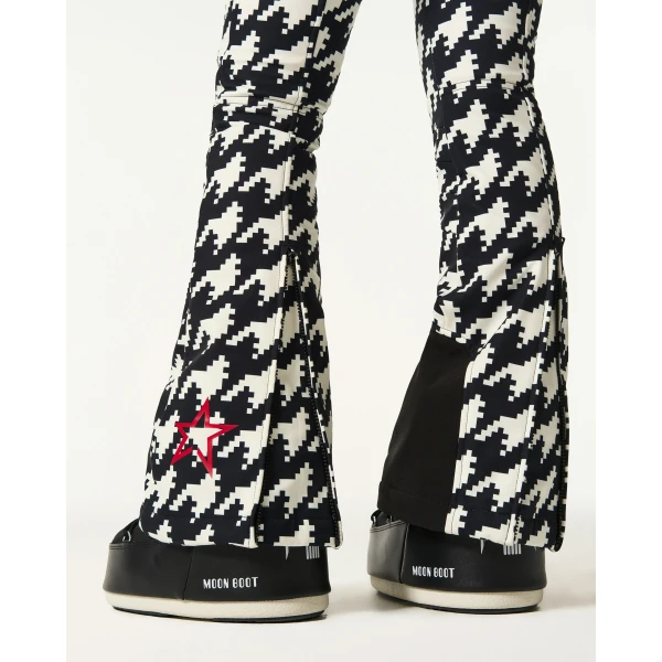 Perfect Moment High-Waist Aurora Flare Ski Pant in Black and White Houndstooth, view 5 | Pants | Coveti