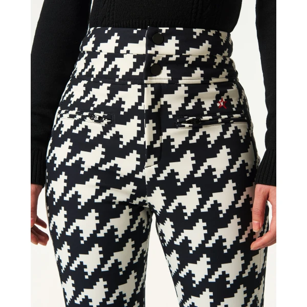 Perfect Moment High-Waist Aurora Flare Ski Pant in Black and White Houndstooth, view 6 | Pants | Coveti