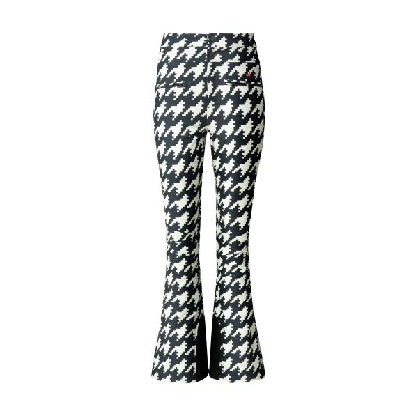 High-Waist Aurora Flare Ski Pant in Black and White Houndstooth