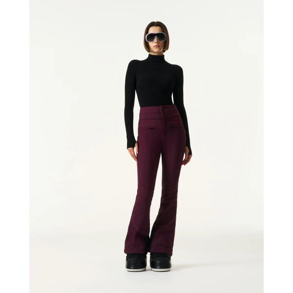 Perfect Moment High-Waist Aurora Flare Ski Pant in Burgundy, view 2 | Pants | Coveti