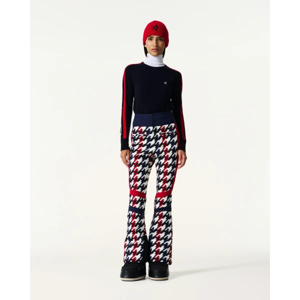 Perfect Moment High-Waist Aurora Flare Ski Pant in Houndstooth, view 2 | Pants | Coveti