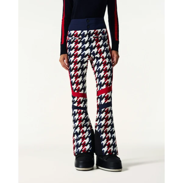 Perfect Moment High-Waist Aurora Flare Ski Pant in Houndstooth, view 3 | Pants | Coveti