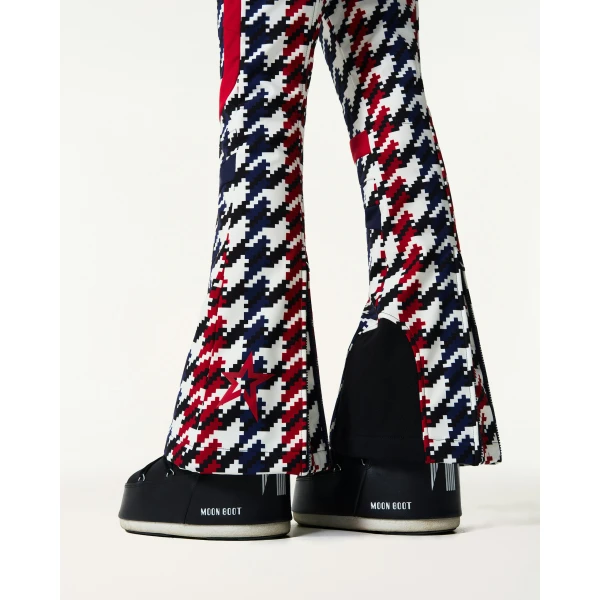 Perfect Moment High-Waist Aurora Flare Ski Pant in Houndstooth, view 5 | Pants | Coveti