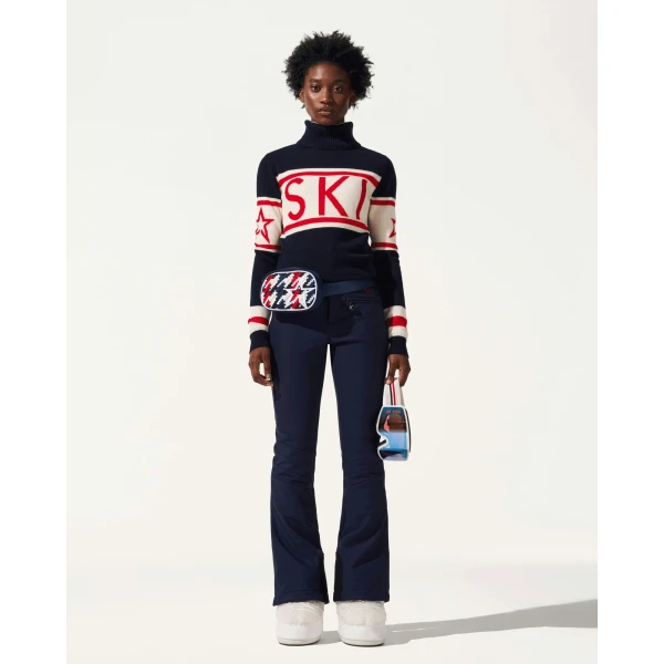 Perfect Moment High-Waist Aurora Flare Ski Pant in Navy 2191, view 2 | Pants | Coveti