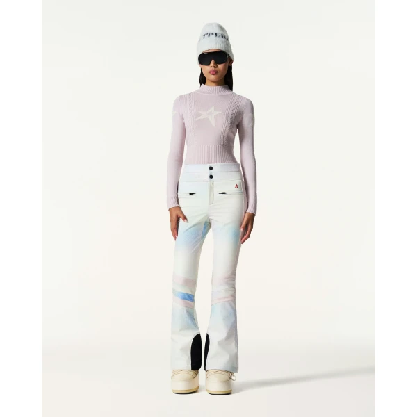 Perfect Moment High-Waist Aurora Flare Ski Pant in Pastel Rainbow, view 2 | Pants | Coveti