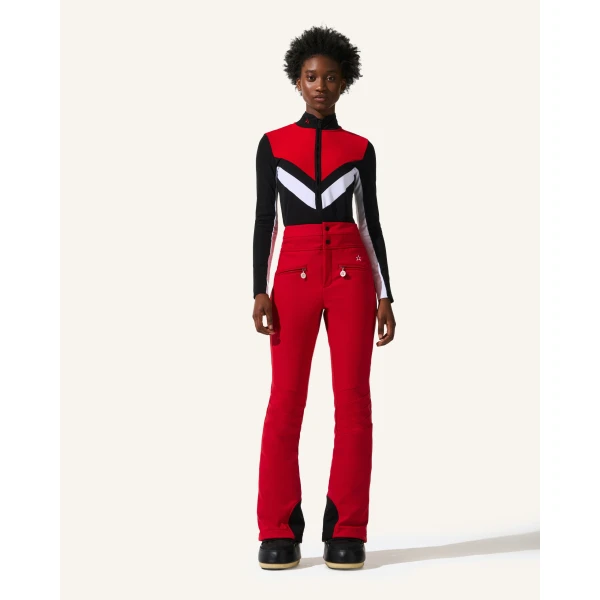 Perfect Moment High-Waist Aurora Flare Ski Pant in Red 1702, view 2 | Pants | Coveti