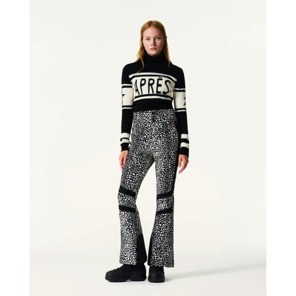 Perfect Moment High-Waist Aurora Flare Ski Pant in Snow Leopard, view 2 | Pants | Coveti