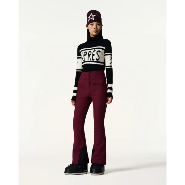 Perfect Moment High-Waist Aurora Flare Ski Pant in Wine 2479, view 2 | Pants | Coveti