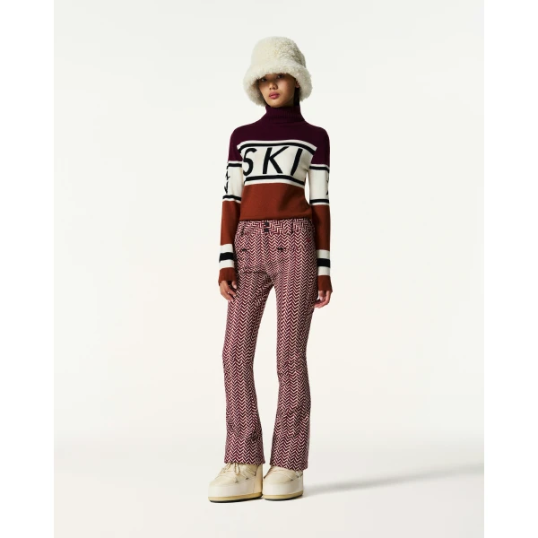 Perfect Moment High-Waist Aurora Flare Ski Pant in Wine, view 2 | Pants | Coveti