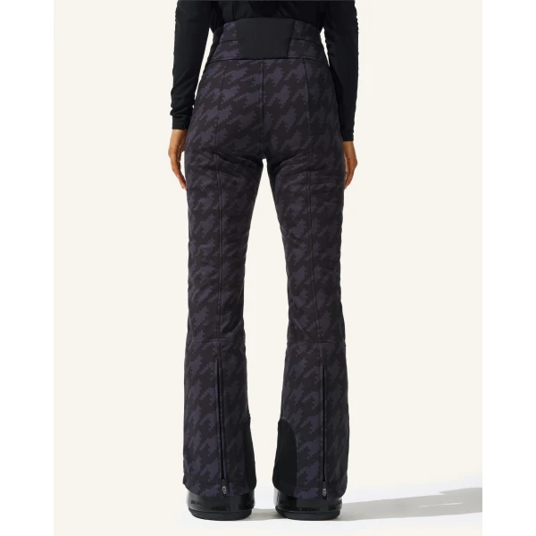 Perfect Moment Houndstooth High-Waist Aurora Flare Ski Pant in Black Houndstooth, view 3 | Pants | Coveti