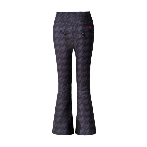 Perfect Moment Houndstooth High-Waist Aurora Flare Ski Pant in Black Houndstooth | Pants | Coveti