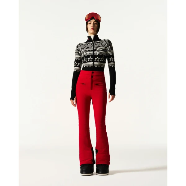 Perfect Moment Intarsia-Knit Merino Wool Bodysuit in Black, view 2 | Bodysuit | Coveti