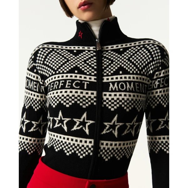 Perfect Moment Intarsia-Knit Merino Wool Bodysuit in Black, view 5 | Bodysuit | Coveti