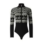 Perfect Moment Intarsia-Knit Merino Wool Bodysuit in Black | Bodysuit | Coveti