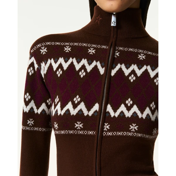 Perfect Moment Intarsia-Knit Merino Wool Bodysuit in Brown, view 4 | Bodysuit | Coveti