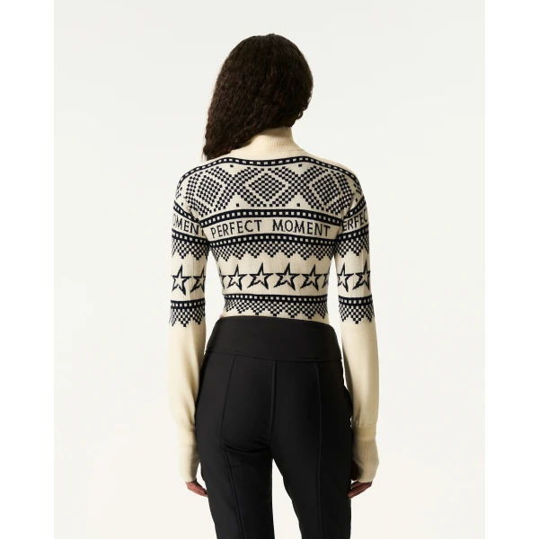 Perfect Moment Intarsia-Knit Merino Wool Bodysuit in White, view 5 | Bodysuit | Coveti