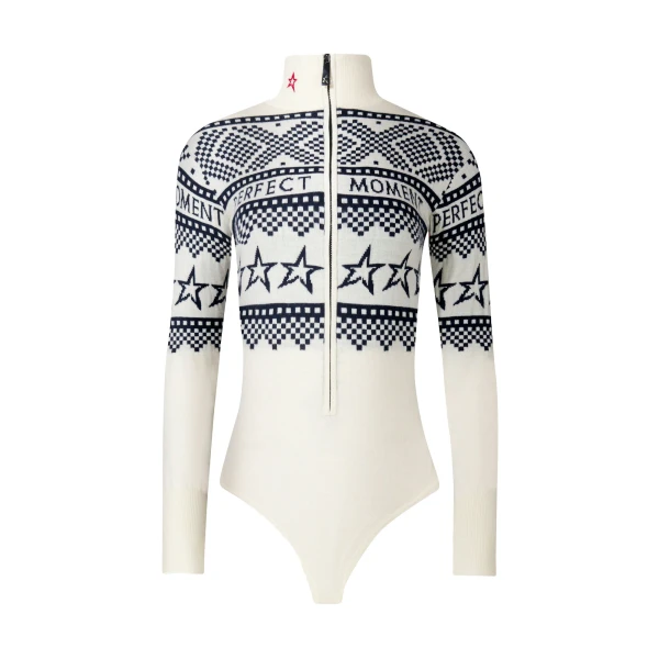 Perfect Moment Intarsia-Knit Merino Wool Bodysuit in White | Bodysuit | Coveti