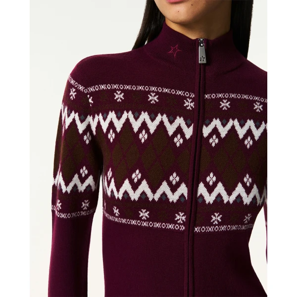 Perfect Moment Intarsia-Knit Merino Wool Jumpsuit in Burgundy, view 4 | Jumpsuit | Coveti