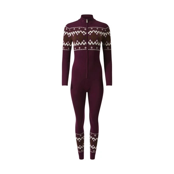 Perfect Moment Intarsia-Knit Merino Wool Jumpsuit in Burgundy | Jumpsuit | Coveti