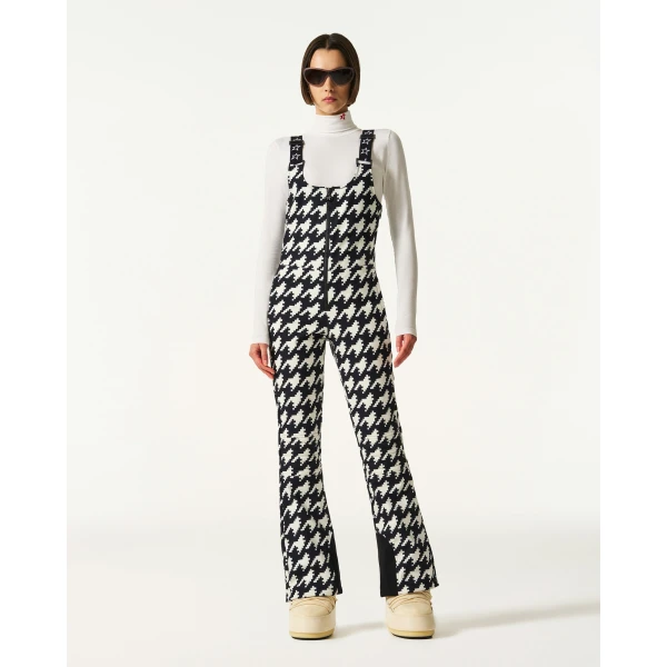 Perfect Moment JG Bib Ski Pant in Black and White Houndstooth, view 2 | Pants | Coveti
