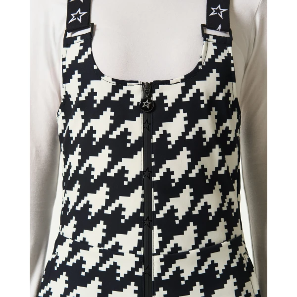 Perfect Moment JG Bib Ski Pant in Black and White Houndstooth, view 4 | Pants | Coveti