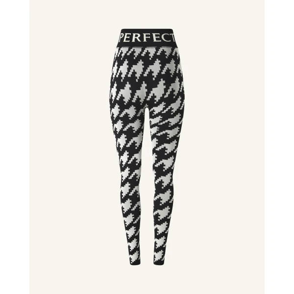 Perfect Moment Jacquard Base Layer Legging in Black and White Houndstooth, view 5 | Leggings | Coveti