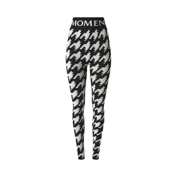 Perfect Moment Jacquard Base Layer Legging in Black and White Houndstooth | Leggings | Coveti