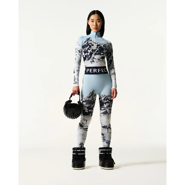 Perfect Moment Jacquard Base Layer Legging in Landscape, view 2 | Leggings | Coveti