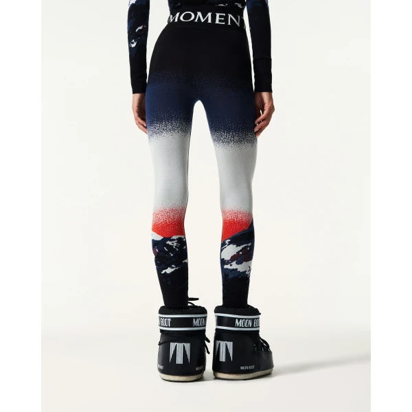 Perfect Moment Jacquard Base Layer Legging in Navy & White, view 4 | Leggings | Coveti
