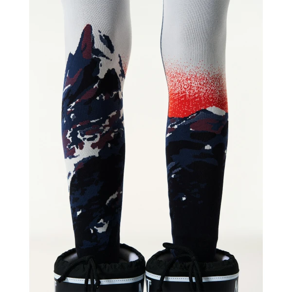 Perfect Moment Jacquard Base Layer Legging in Navy & White, view 5 | Leggings | Coveti