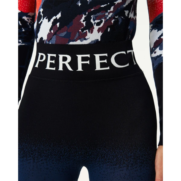 Perfect Moment Jacquard Base Layer Legging in Navy & White, view 6 | Leggings | Coveti