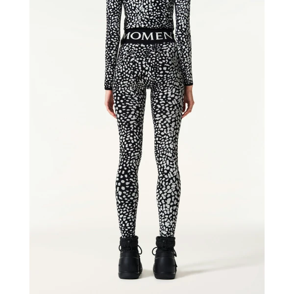 Perfect Moment Jacquard Base Layer Legging in Snow Leopard, view 4 | Leggings | Coveti