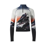 Perfect Moment Jacquard Base Layer Top in Navy & White | Long Sleeve | Coveti
