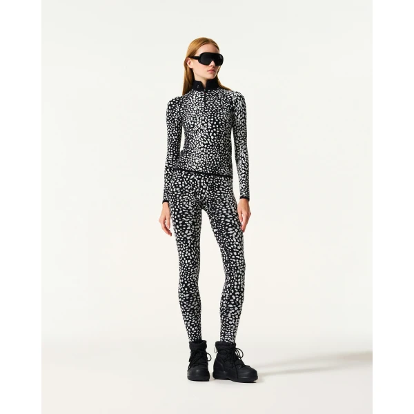 Perfect Moment Jacquard Base Layer Top in Snow Leopard, view 2 | Long Sleeve | Coveti
