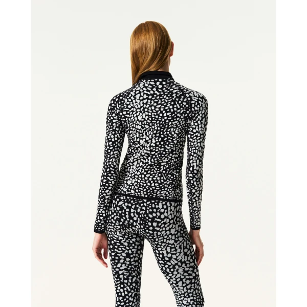 Perfect Moment Jacquard Base Layer Top in Snow Leopard, view 4 | Long Sleeve | Coveti