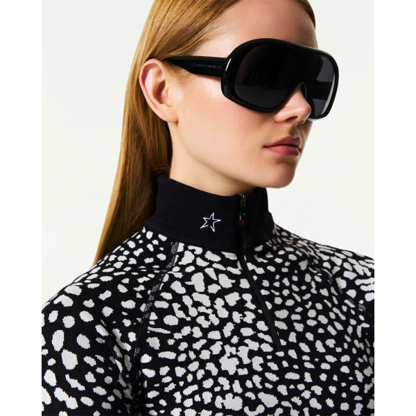 Perfect Moment Jacquard Base Layer Top in Snow Leopard, view 5 | Long Sleeve | Coveti