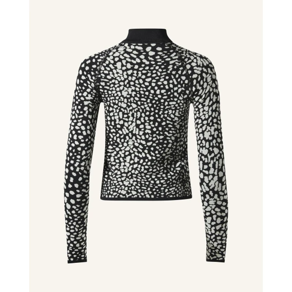 Perfect Moment Jacquard Base Layer Top in Snow Leopard, view 6 | Long Sleeve | Coveti