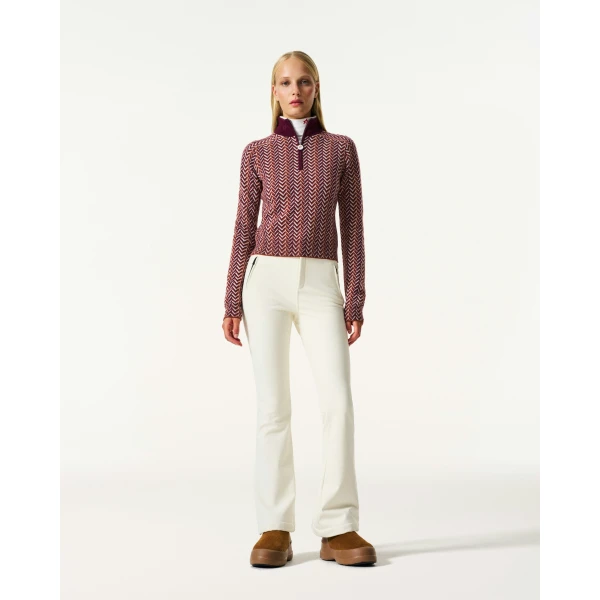 Perfect Moment LA Tour Merino Wool 1/4 Zip Sweater in Burgundy, view 2 | Sweaters | Coveti