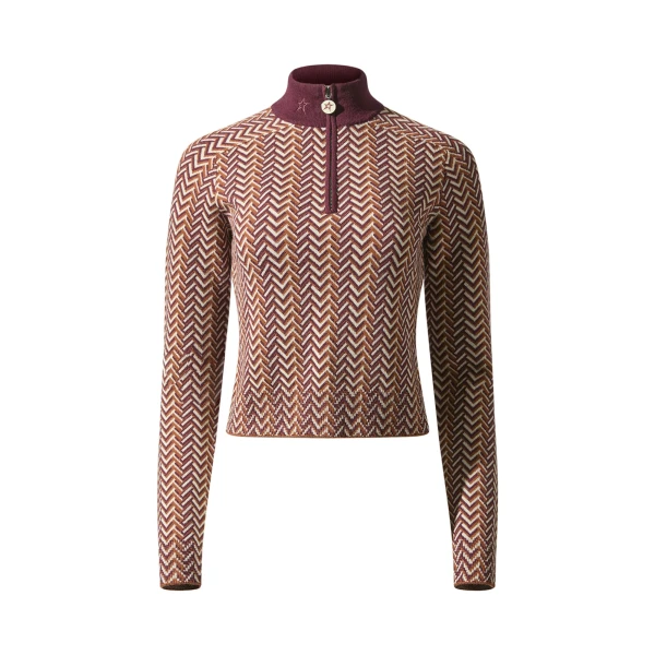 Perfect Moment LA Tour Merino Wool 1/4 Zip Sweater in Burgundy | Sweaters | Coveti