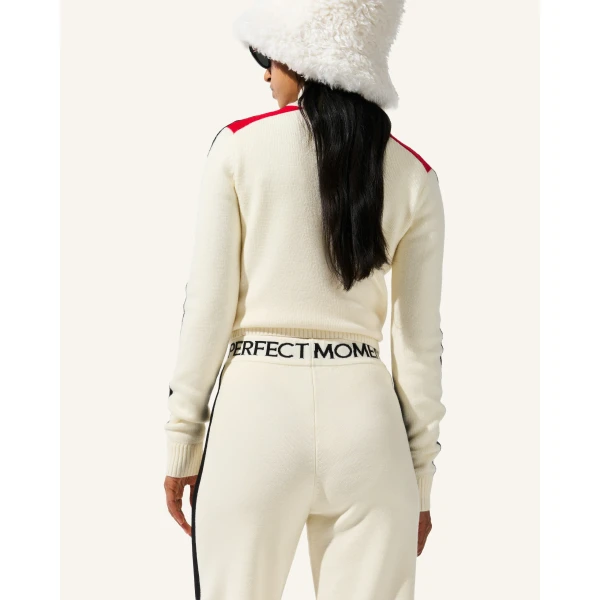 Perfect Moment LA Tour Merino Wool 1/4 Zip Sweater in Snow White, view 3 | Sweaters | Coveti