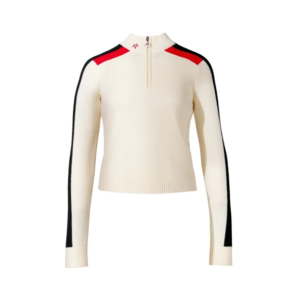 Perfect Moment LA Tour Merino Wool 1/4 Zip Sweater in Snow White | Sweaters | Coveti