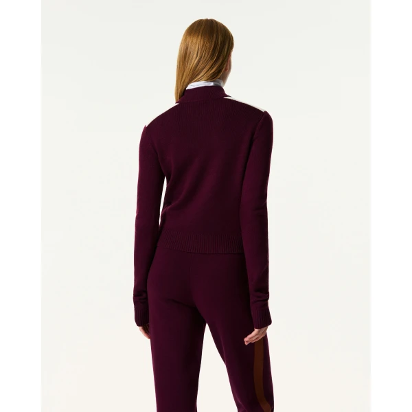 Perfect Moment LA Tour Merino Wool 1/4 Zip Sweater in Wine, view 4 | Sweaters | Coveti