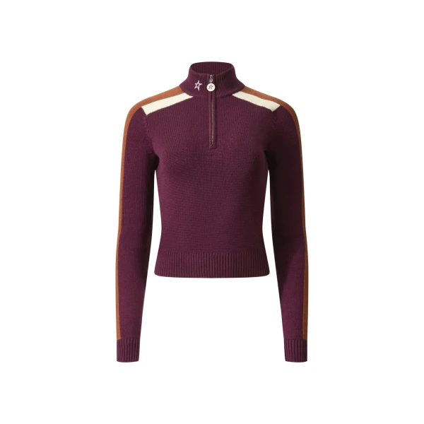 LA Tour Merino Wool 1/4 Zip Sweater in Wine