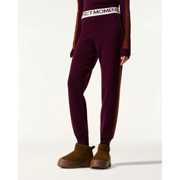 Perfect Moment LA Tour Merino Wool Jogger Pant in Wine, view 3 | Sweatpants | Coveti