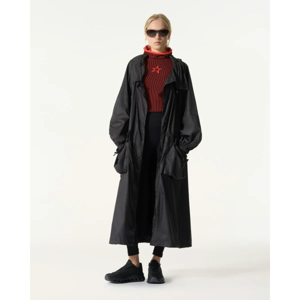 Perfect Moment Long Parachute Shell Jacket in Black, view 2 | Jackets | Coveti