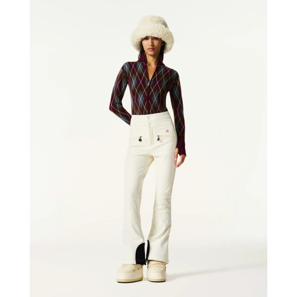 Perfect Moment Merino Wool Argyle Bodysuit in Burgundy, view 2 | Bodysuit | Coveti